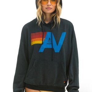 Aviator Nation LOGO PULLOVER RELAXED HOODIE - CHARCOAL